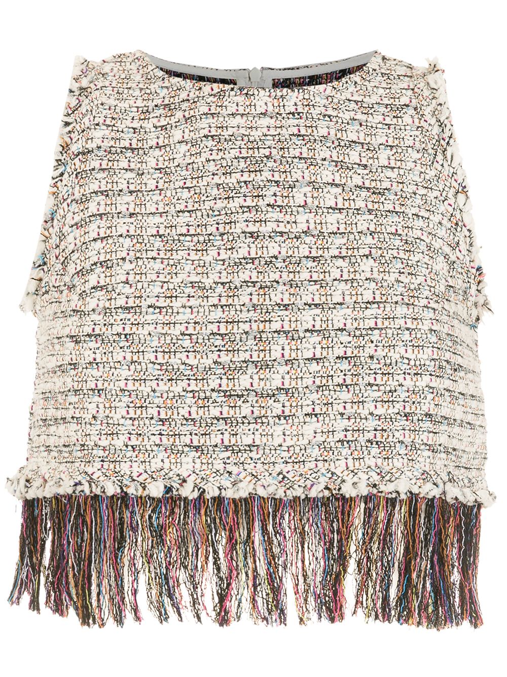 Cropped tweed fringe top - Neutrals