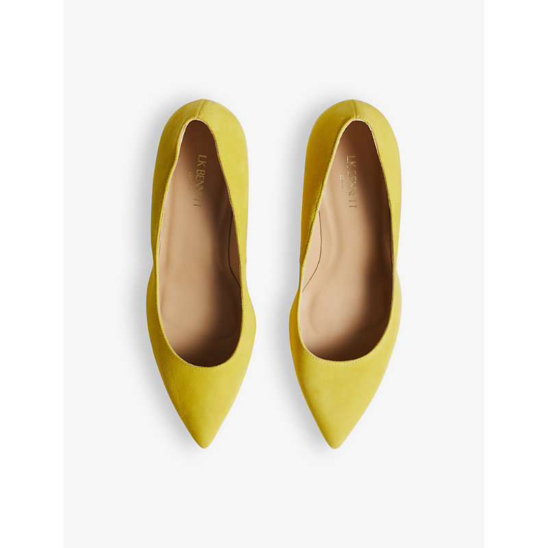 Womens Yel-yellow Floret Heeled Suede Court Shoes
