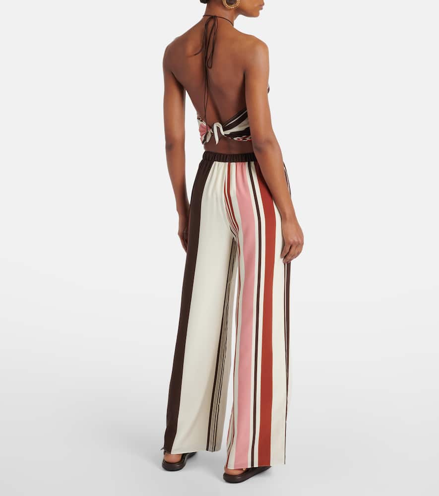 Thistle striped open-back silk satin top