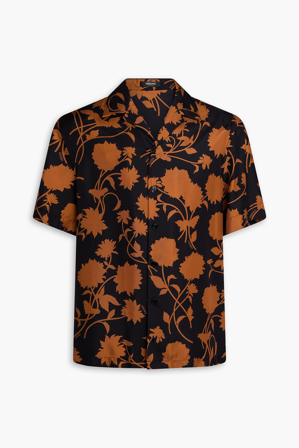 Floral-print silk-twill shirt - Brown - IT 50