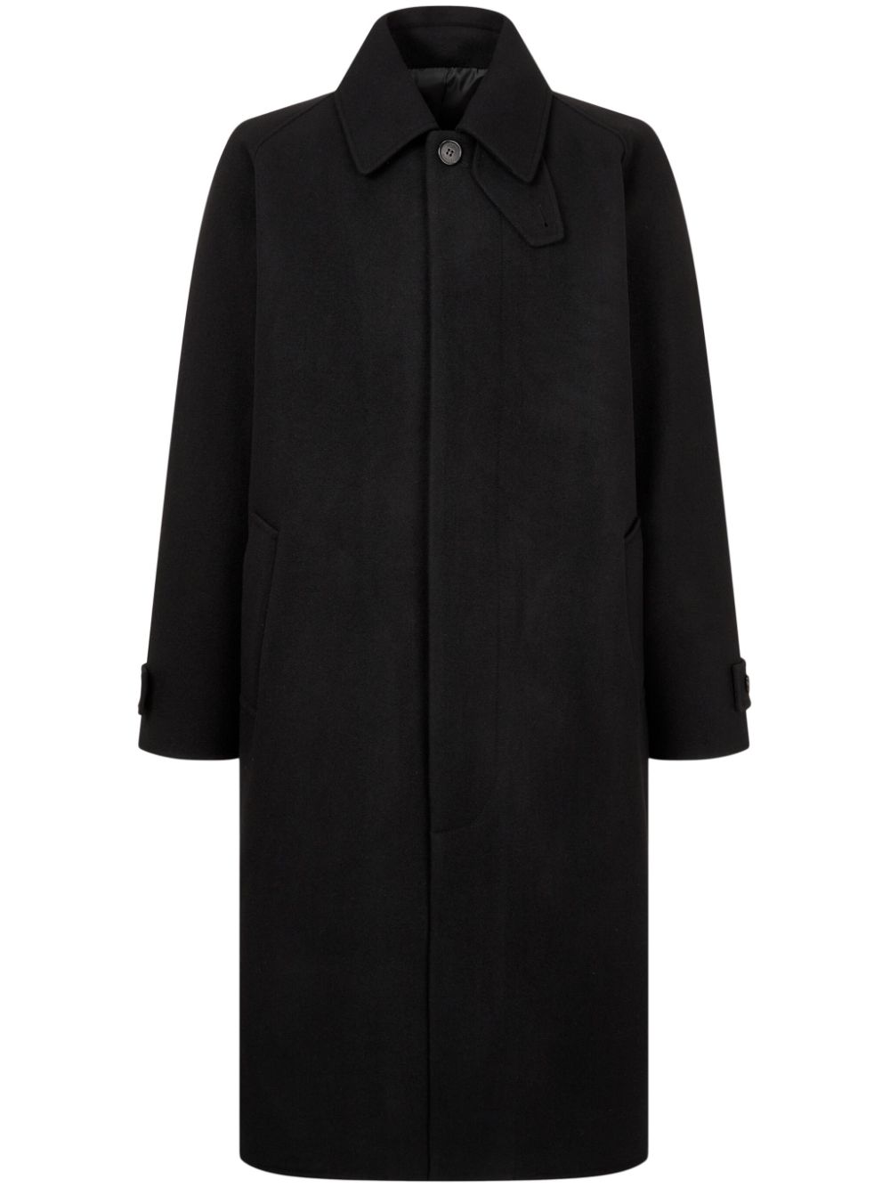 Single-breasted wool coat - Black