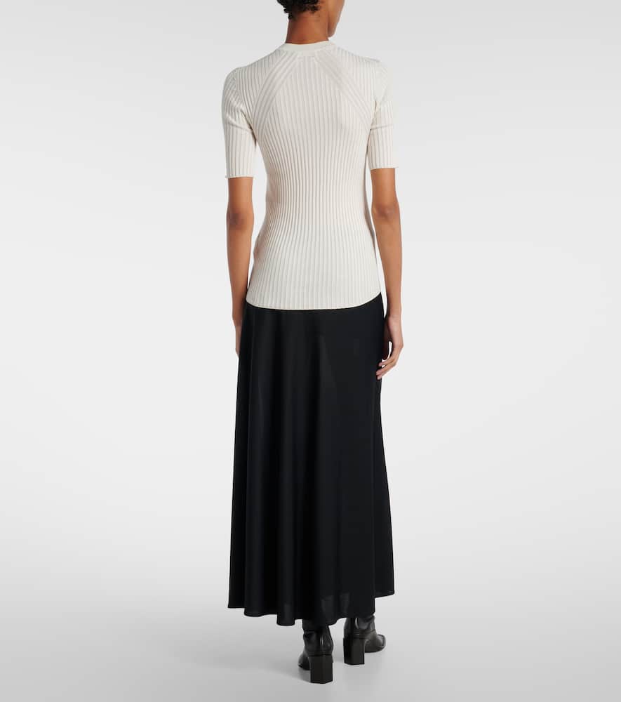 Ribbed-knit silk sweater