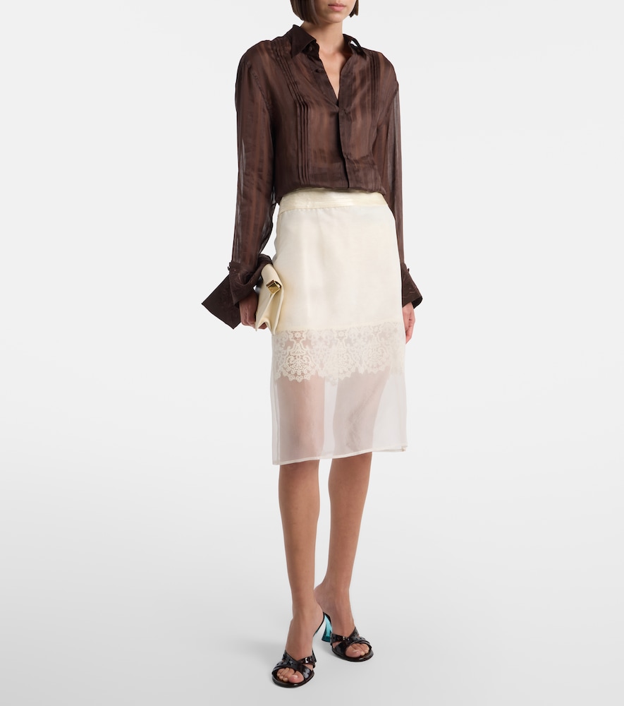 Embroidered linen and silk shirt