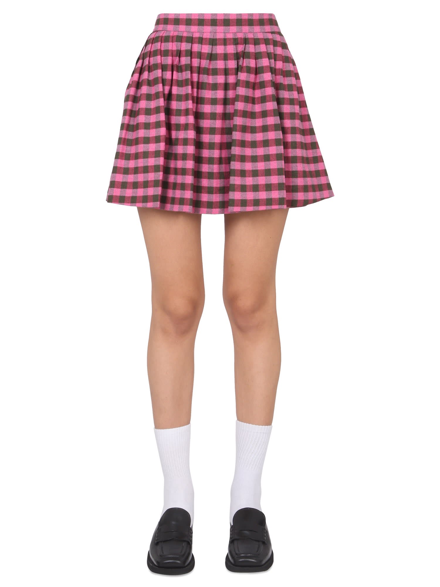 High-waisted check-pattern skirt