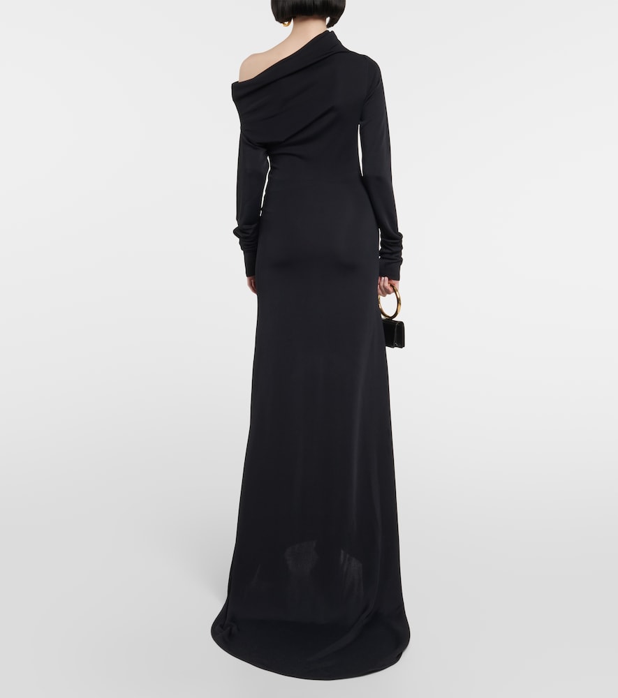 One-shoulder jersey gown