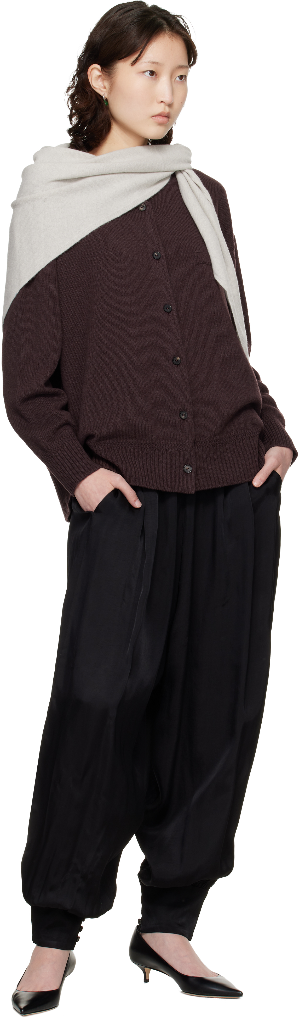 Burgundy Merino Wool Cardigan