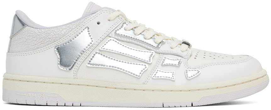 AMIRI White & Silver Metallic Skel Top Sneakers
