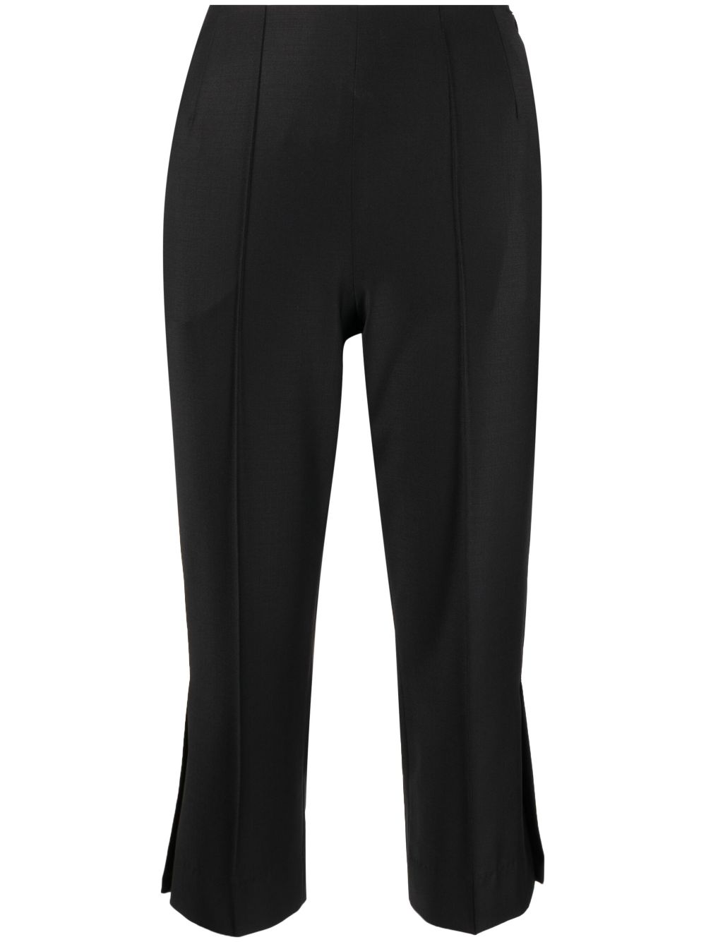 Wool blend cropped trousers - Black