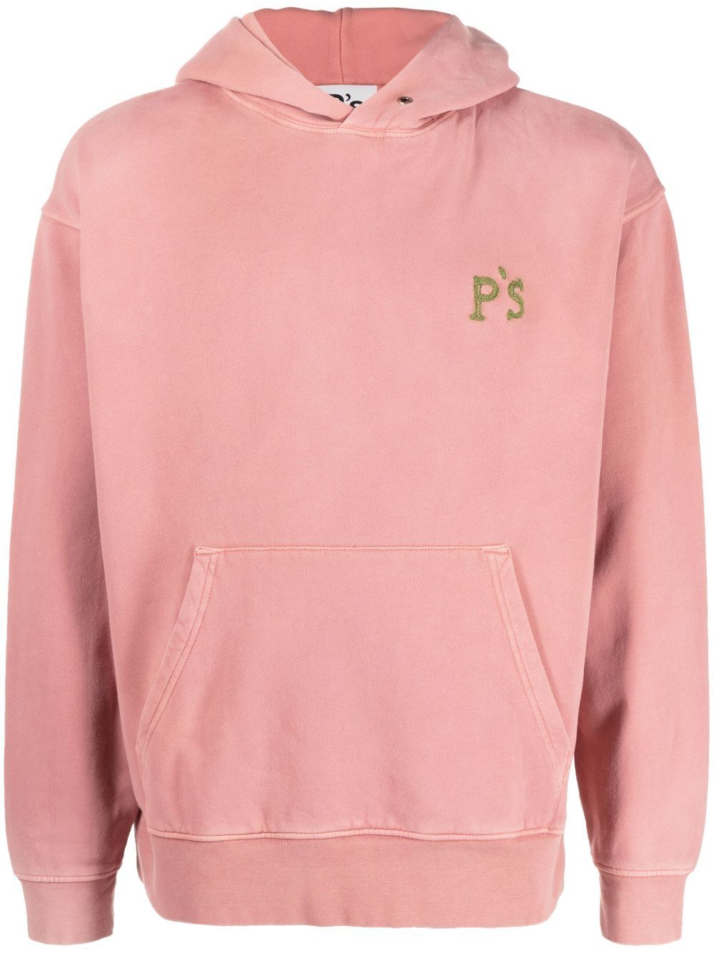 Embroidered-logo cotton hoody - Pink