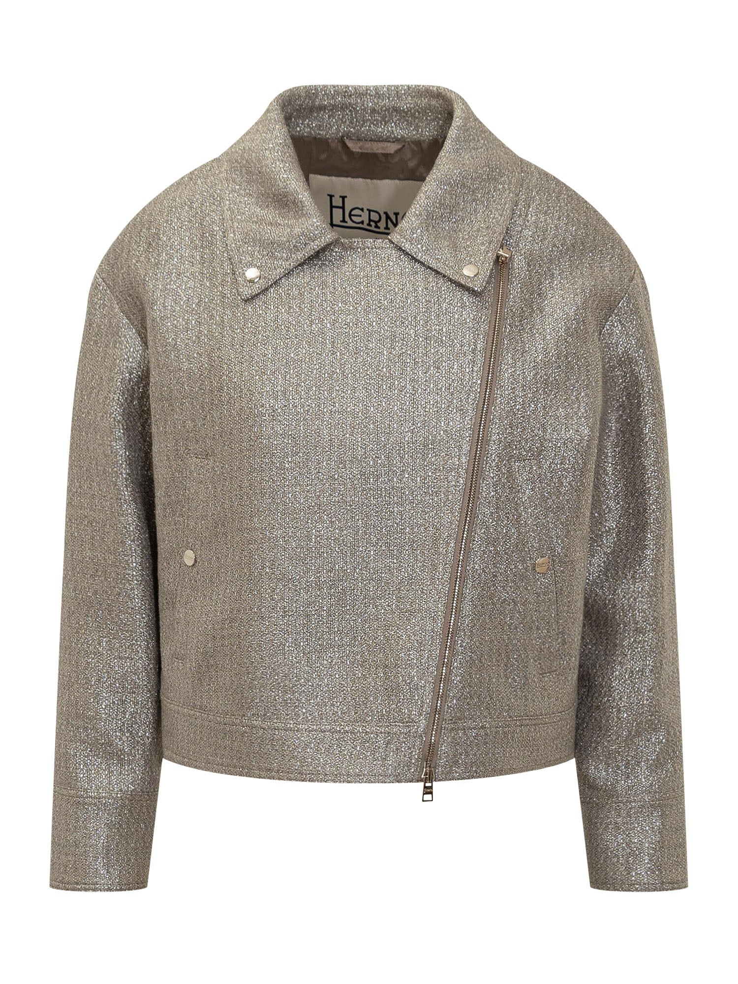 Metallic Boucle Loop Biker Jacket