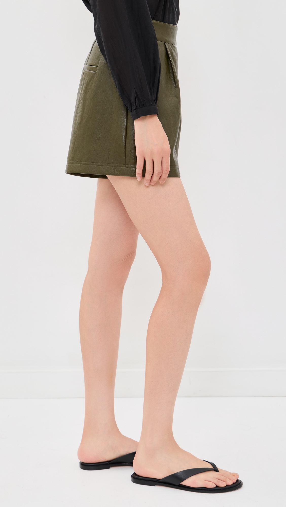 Ashton Faux Leather Shorts Pinegrove