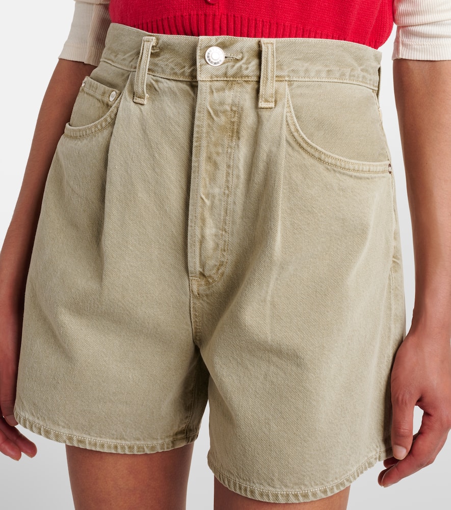 Mid-rise denim shorts