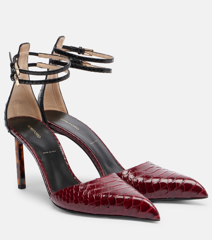 90 snake-effect leather pumps
