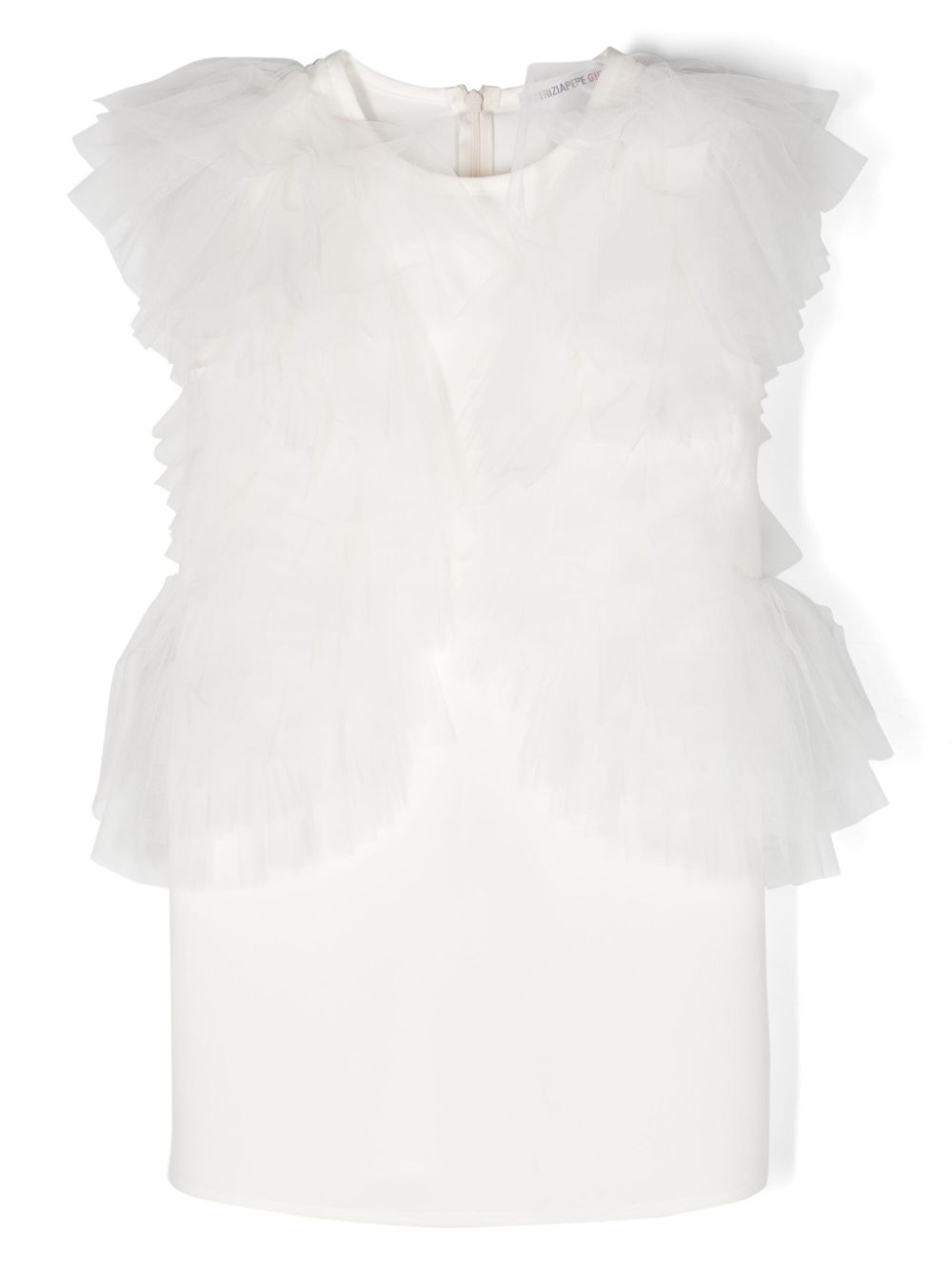 Ruffled sleeveless dress - White