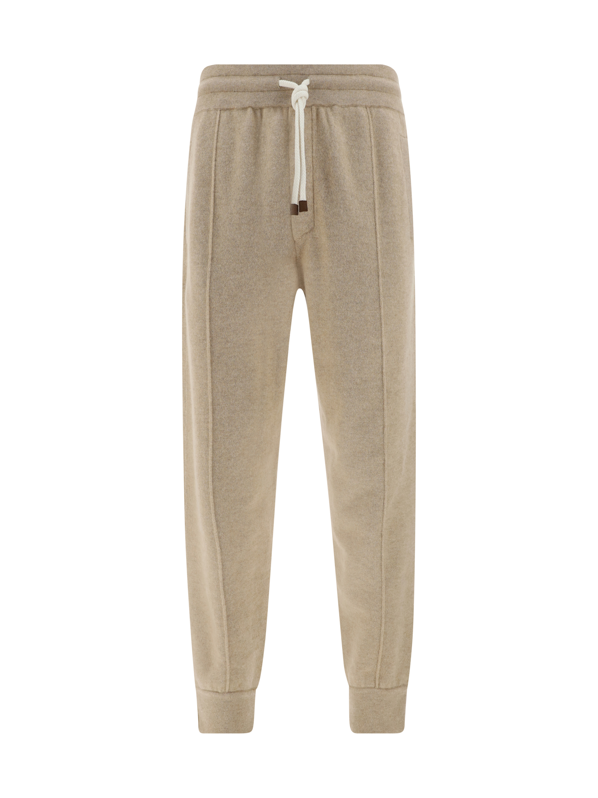 Intarsia-knit cashmere track pants - Neutrals