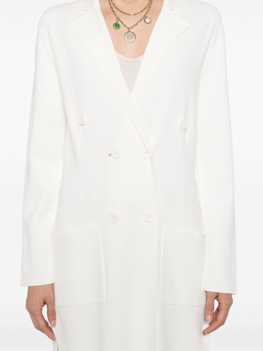 White Long Jacket With Classic Lapels In Viscose Blend Woman