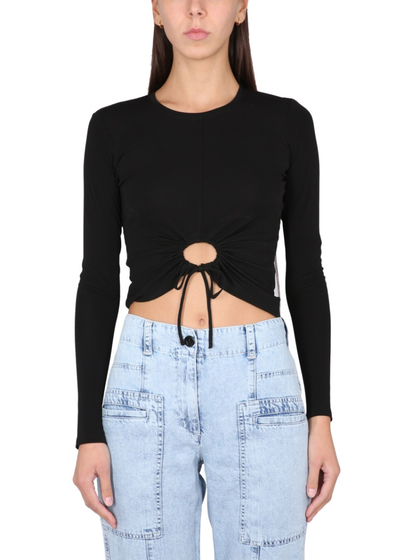 Black Solid Round Neck Top