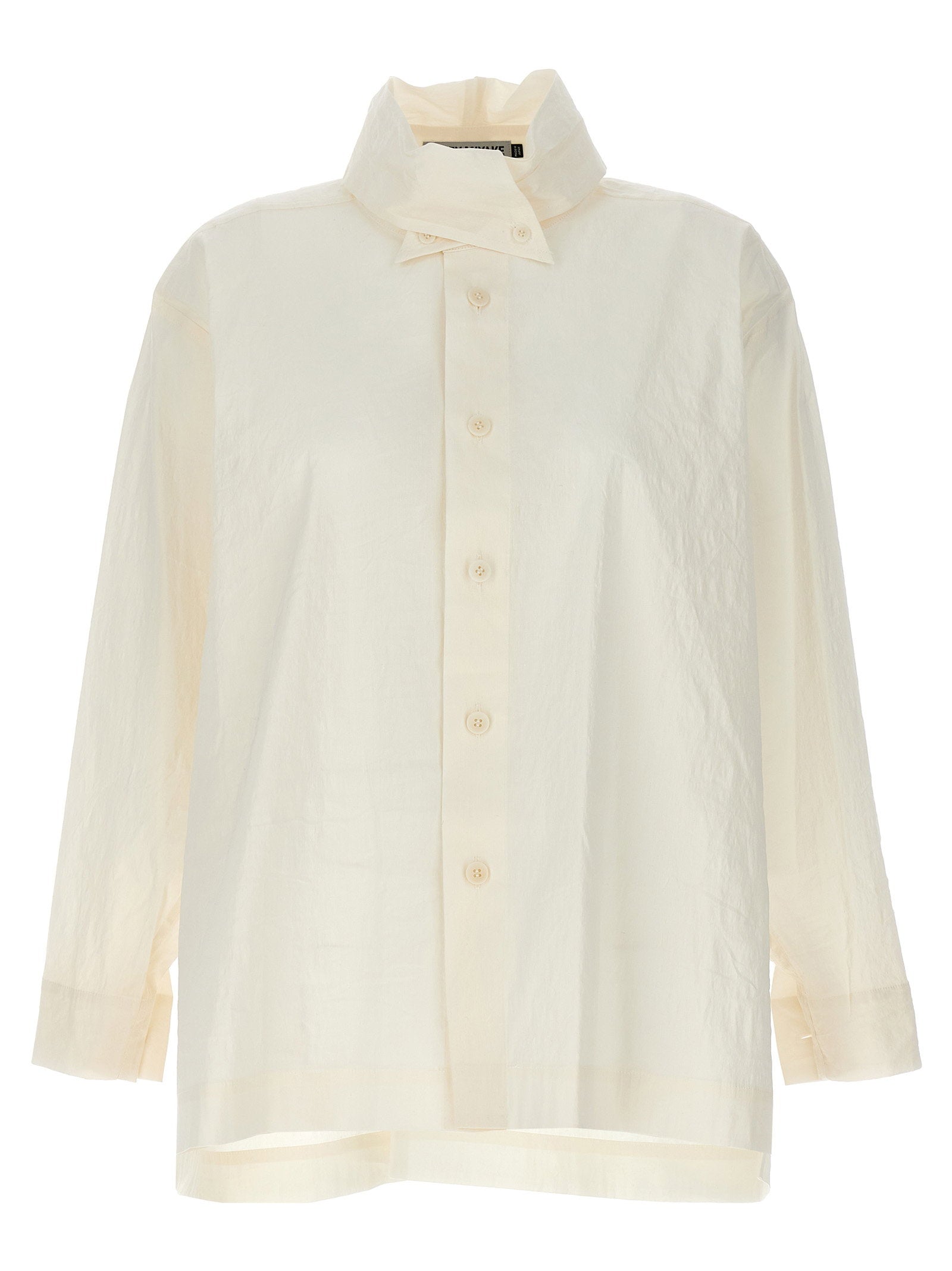 Crinkled Washi Blend Shirt — Ivory