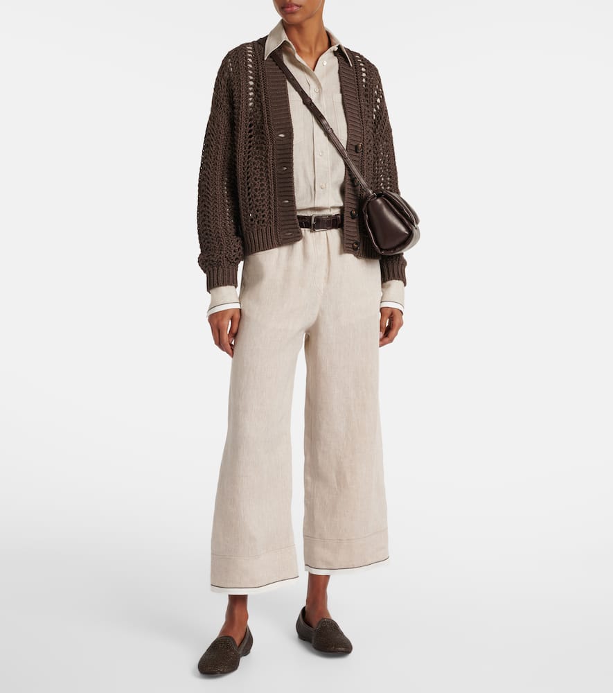 Linen cropped wide-leg pants