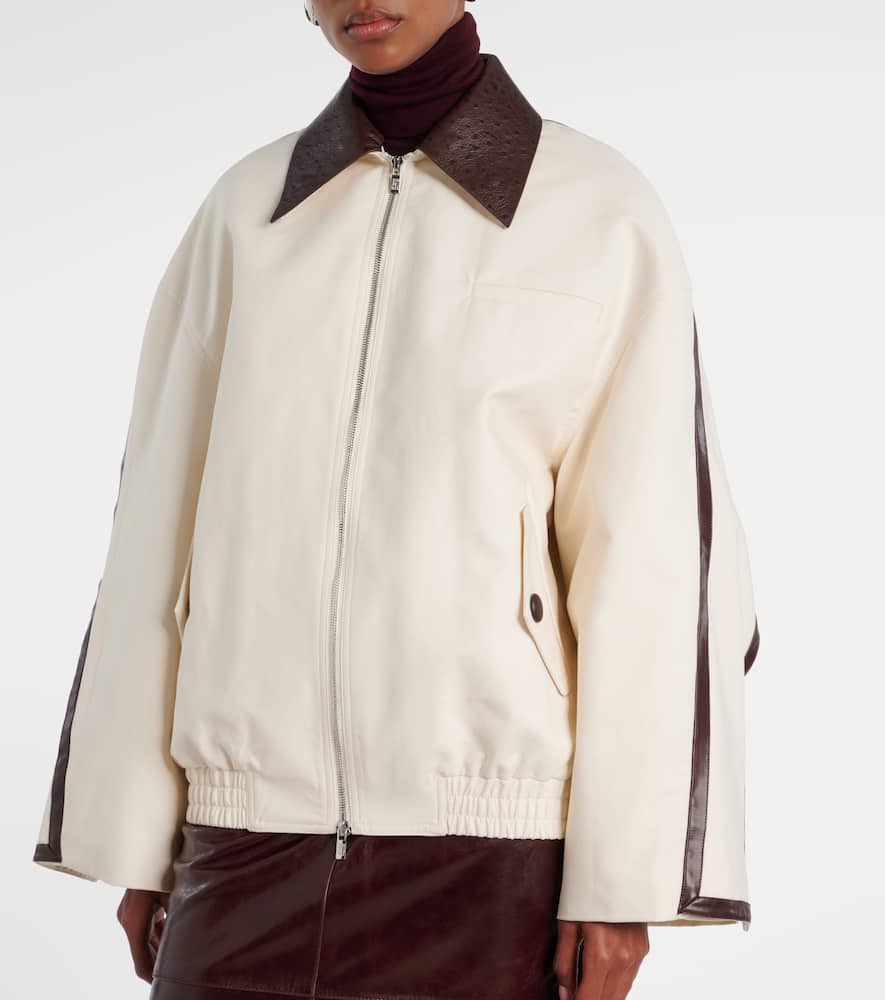Leather-trimmed cotton jacket