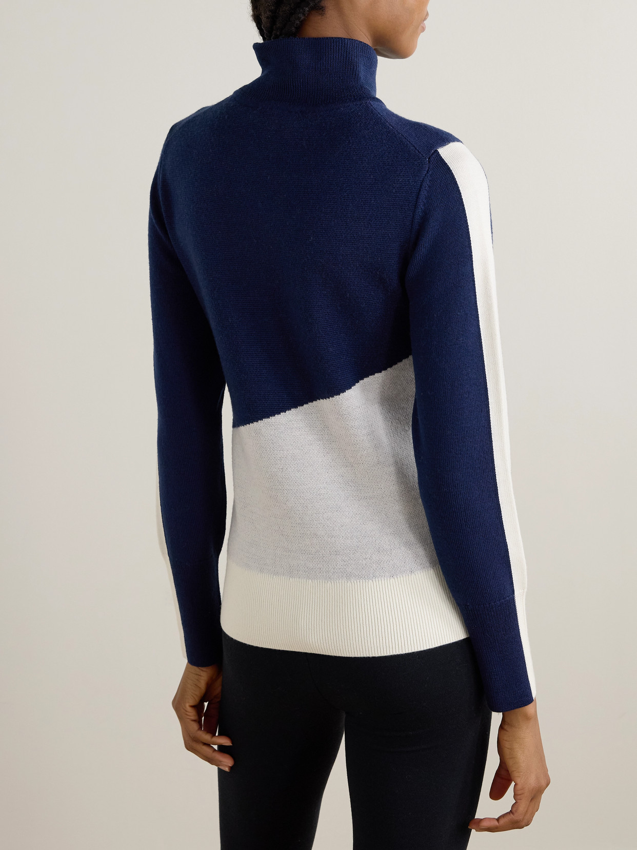 Afterski Jacquard-knit Merino Wool Half-zip Sweater - Blue