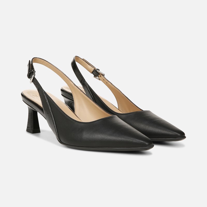 Tansy Slingback Dress Shoe Shoes, Black Smooth Synthetic Microfiber