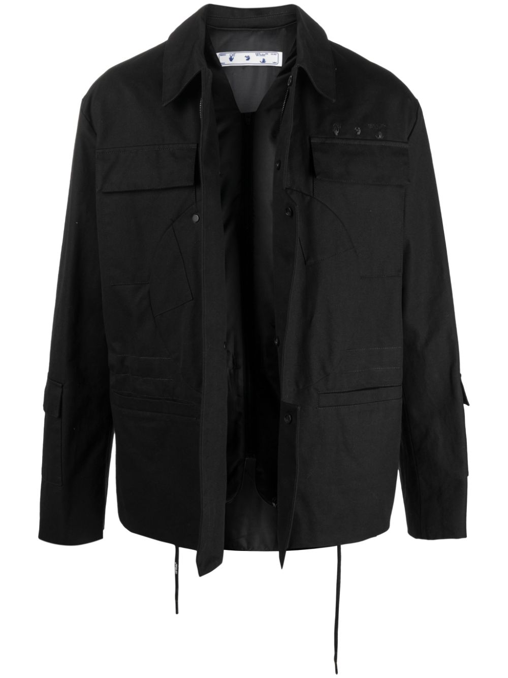 Logo-embroidered military jacket - Black