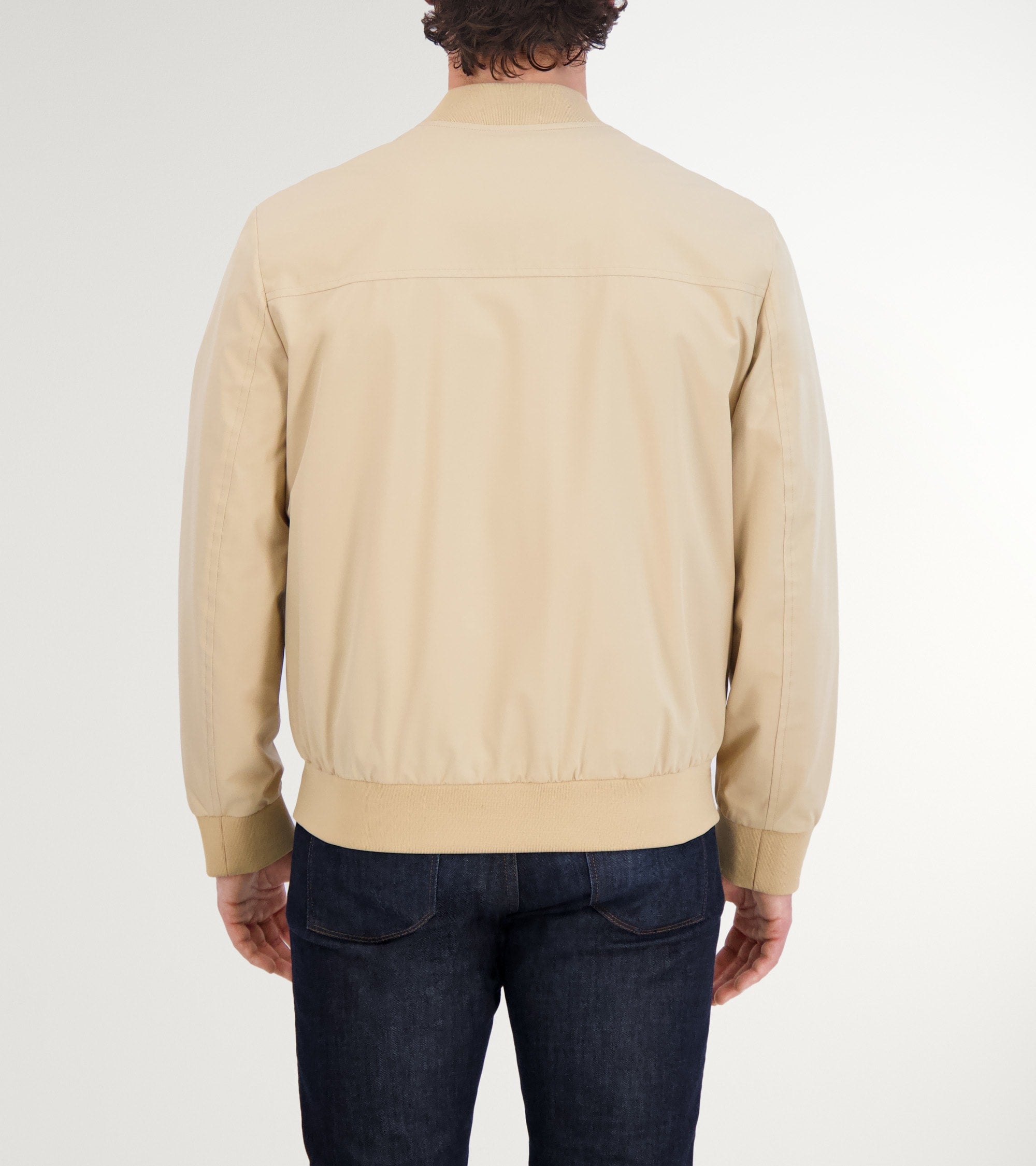 Men's Nylon Bomber Jacket - Beige