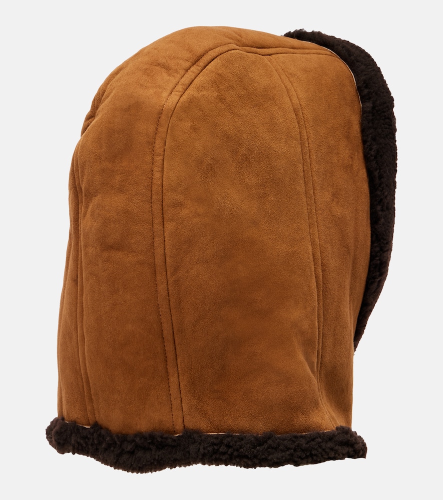 Shearling-trimmed suede hood