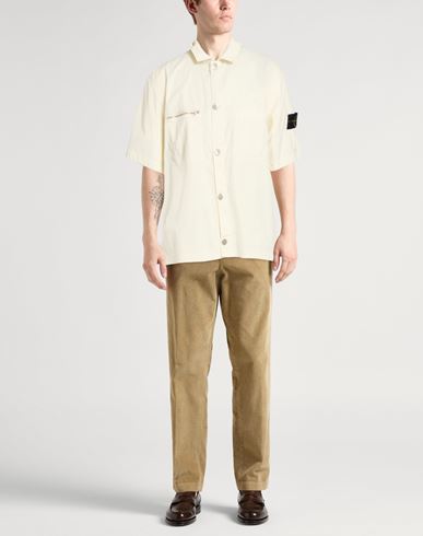 Man Shirt Ivory Size L Cotton, Elastane