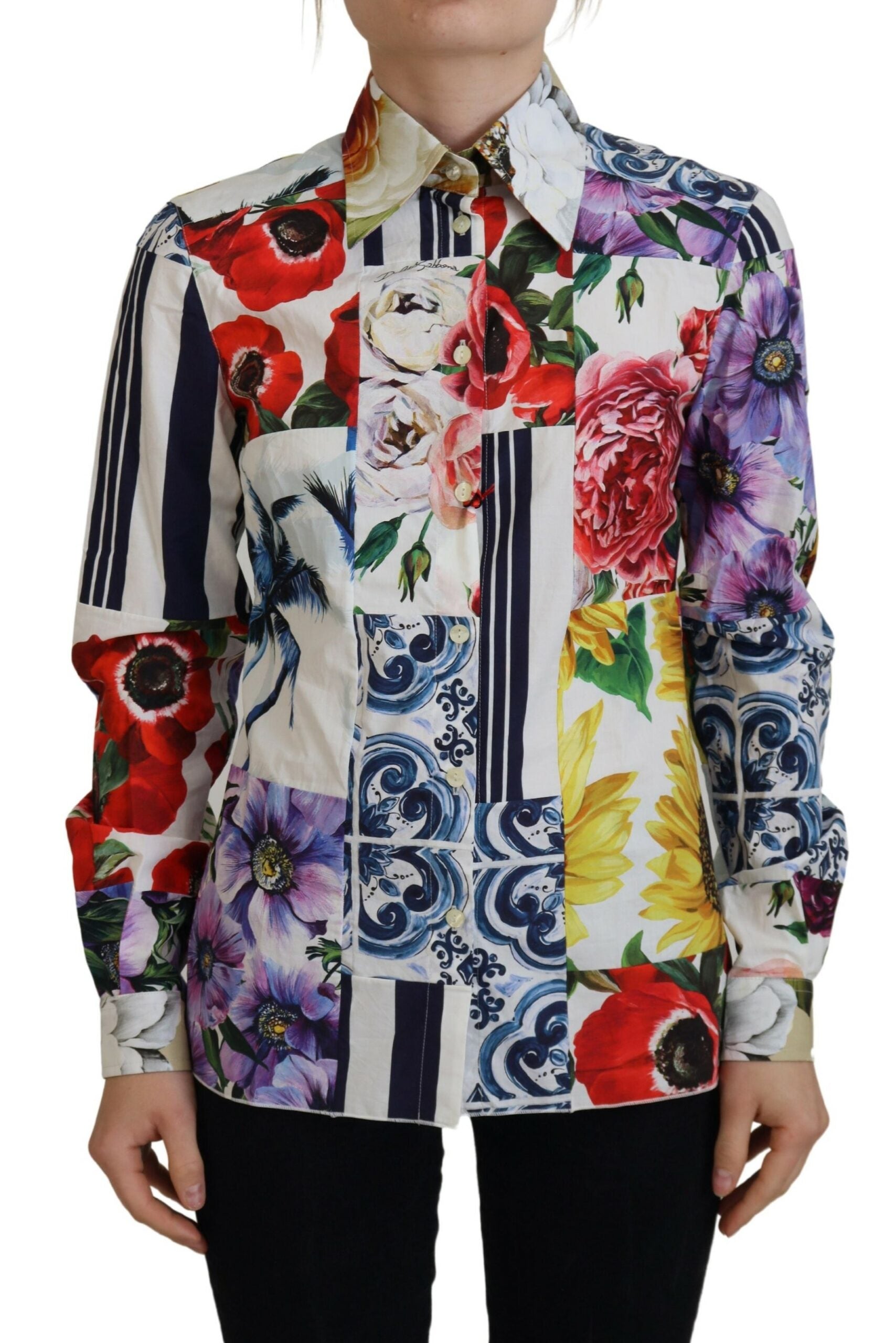 Floral-Print Cotton Blouse — Multicolor