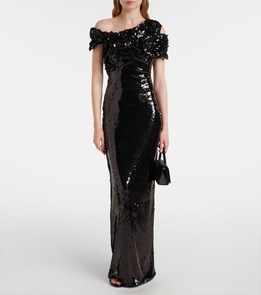 Asymmetric sequined gown
