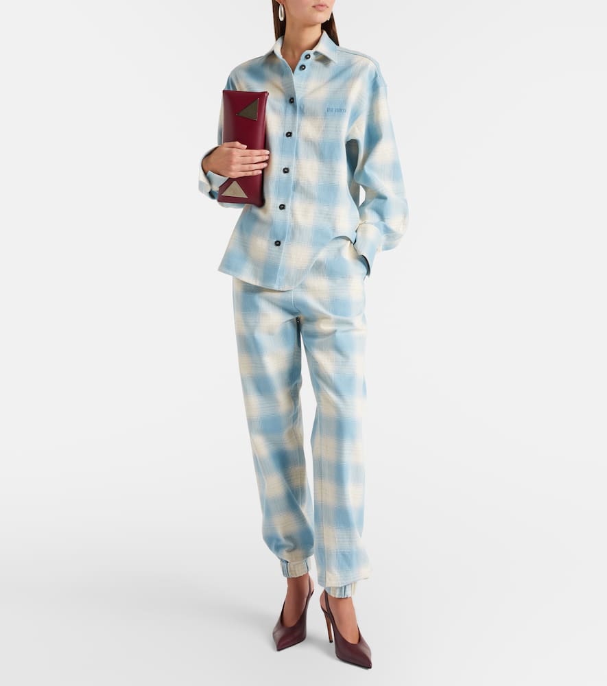 Checked cotton and wool tapered pants