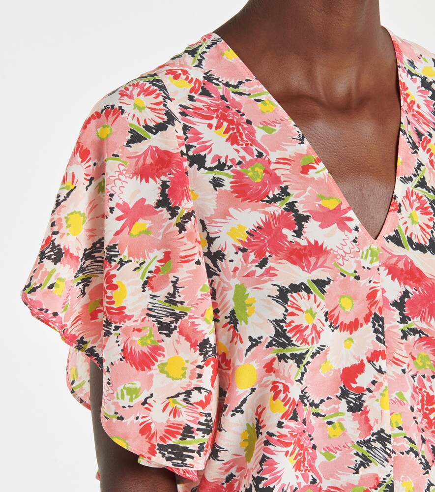 Floral silk crêpe blouse