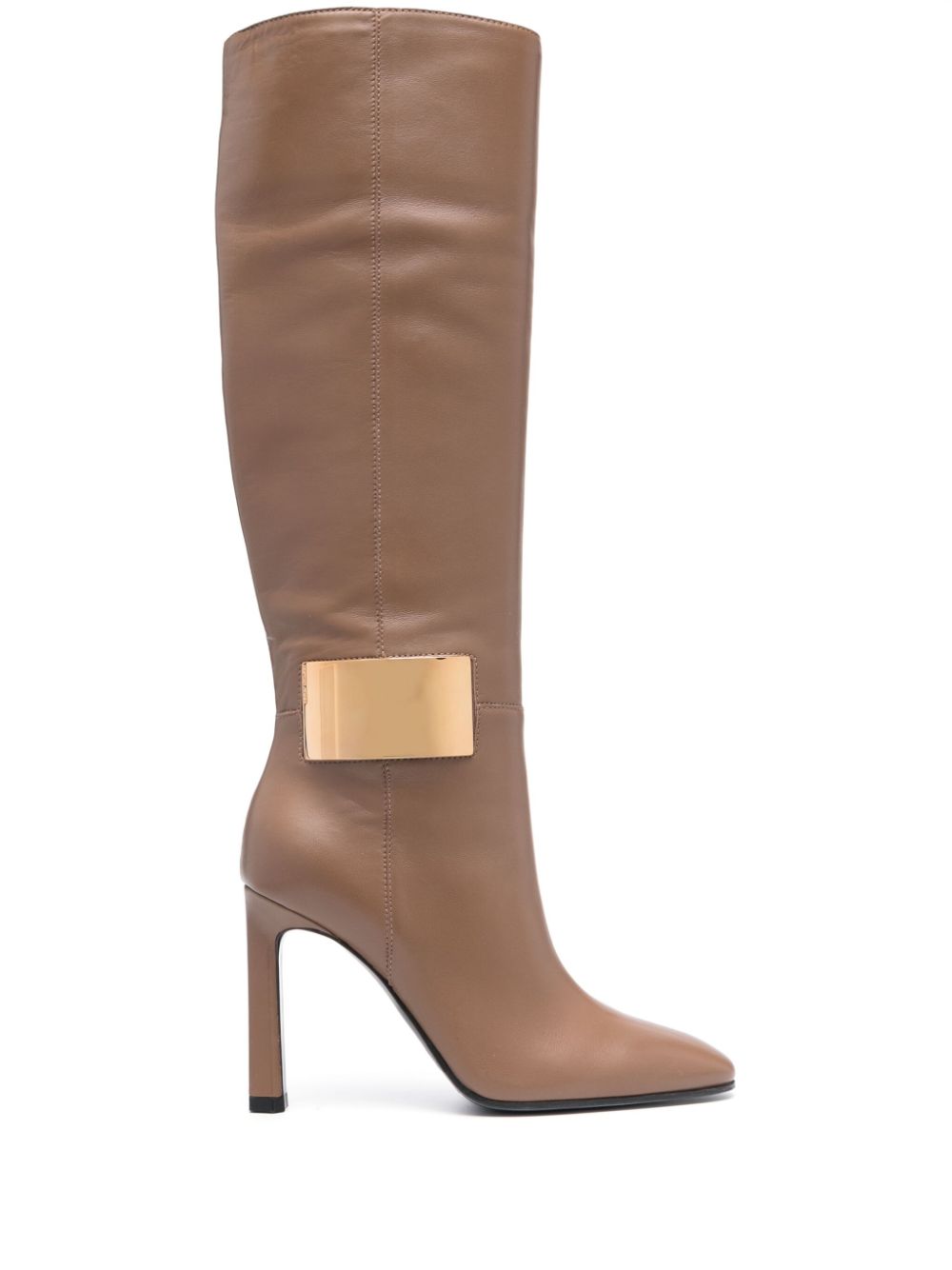 SR Miroir 110mm knee-length leather boots - Neutrals