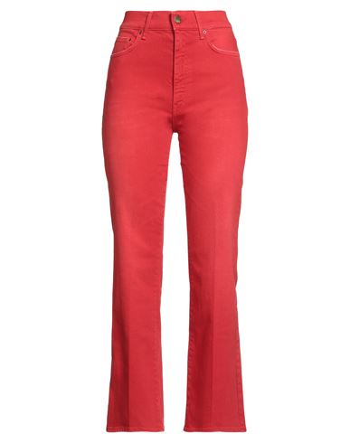 Woman Pants Red Size 27 Cotton, Elastane