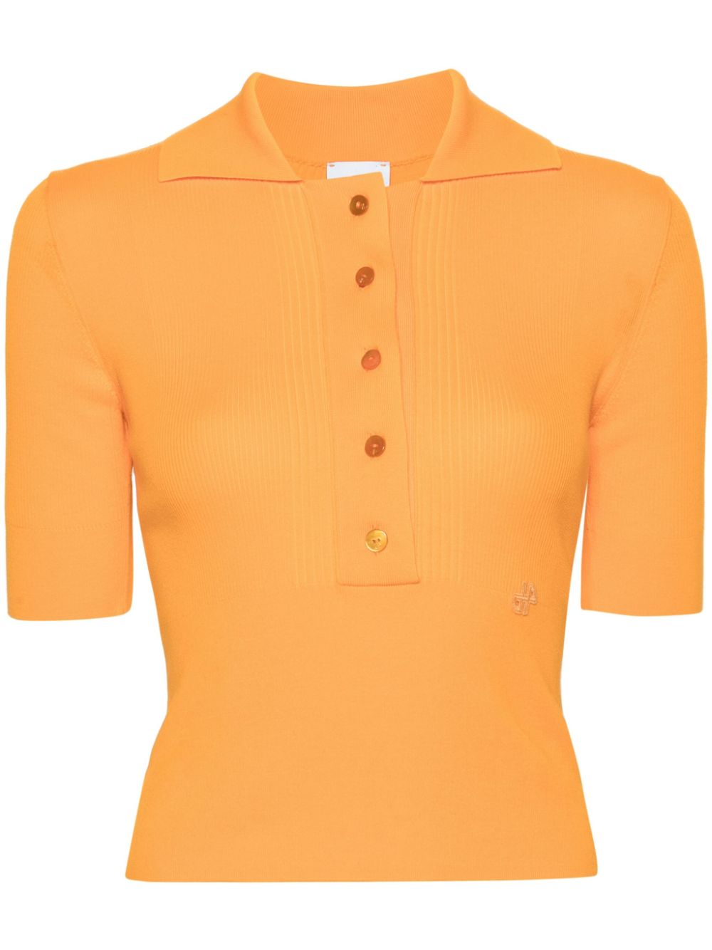 Ribbed short-sleeve polo top - Orange