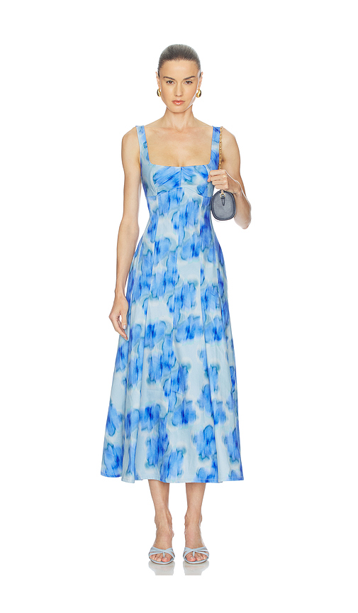 Clea Charlie Pleat Dress in Blue. L. Also in M