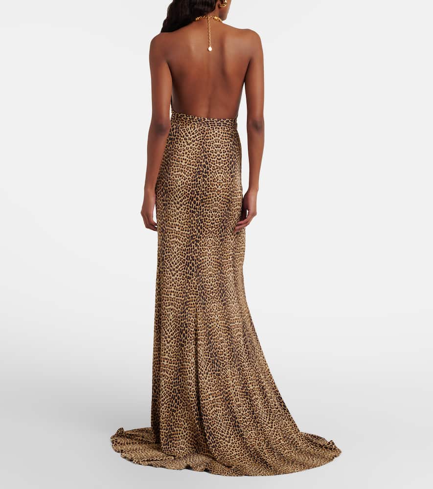 Embellished open-back gown