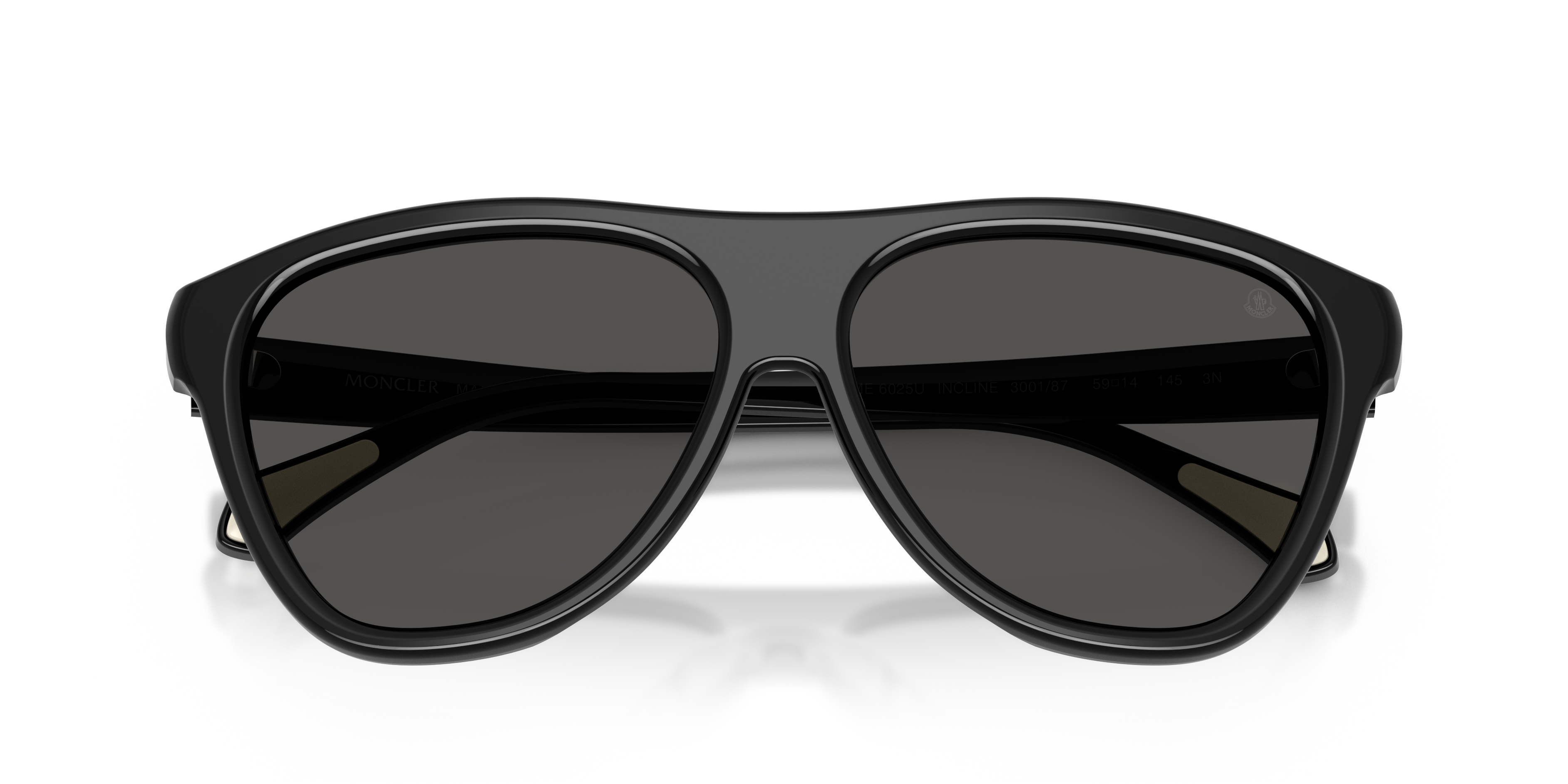 Moncler Unisex Moncler ME6025U INCLINE 300187 Gafas de sol Acetato Negro Gris Piloto Norma