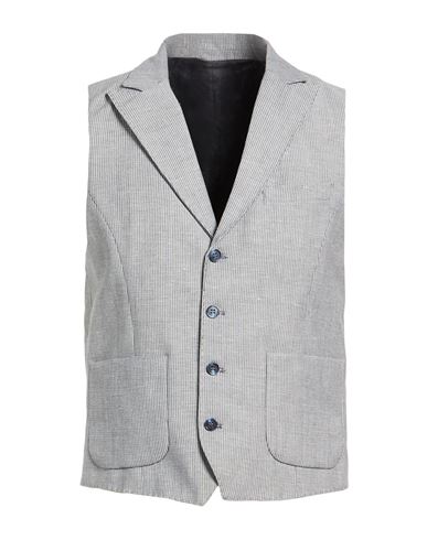 Man Tailored Vest Blue Size 36 Linen