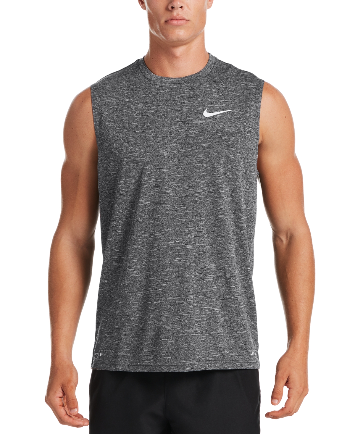 Men's Big & Tall Men's Dri-fit Heathered Sleeveless Rash Guard - Black