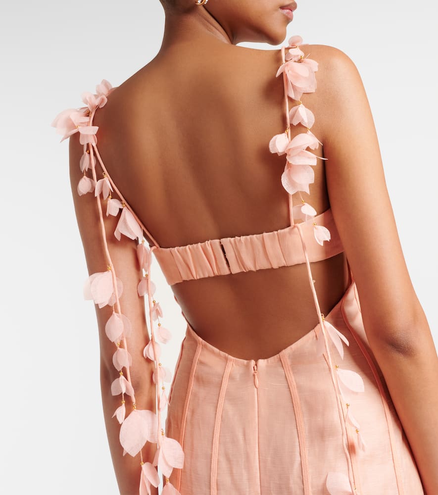 Dawning linen and silk midi dress