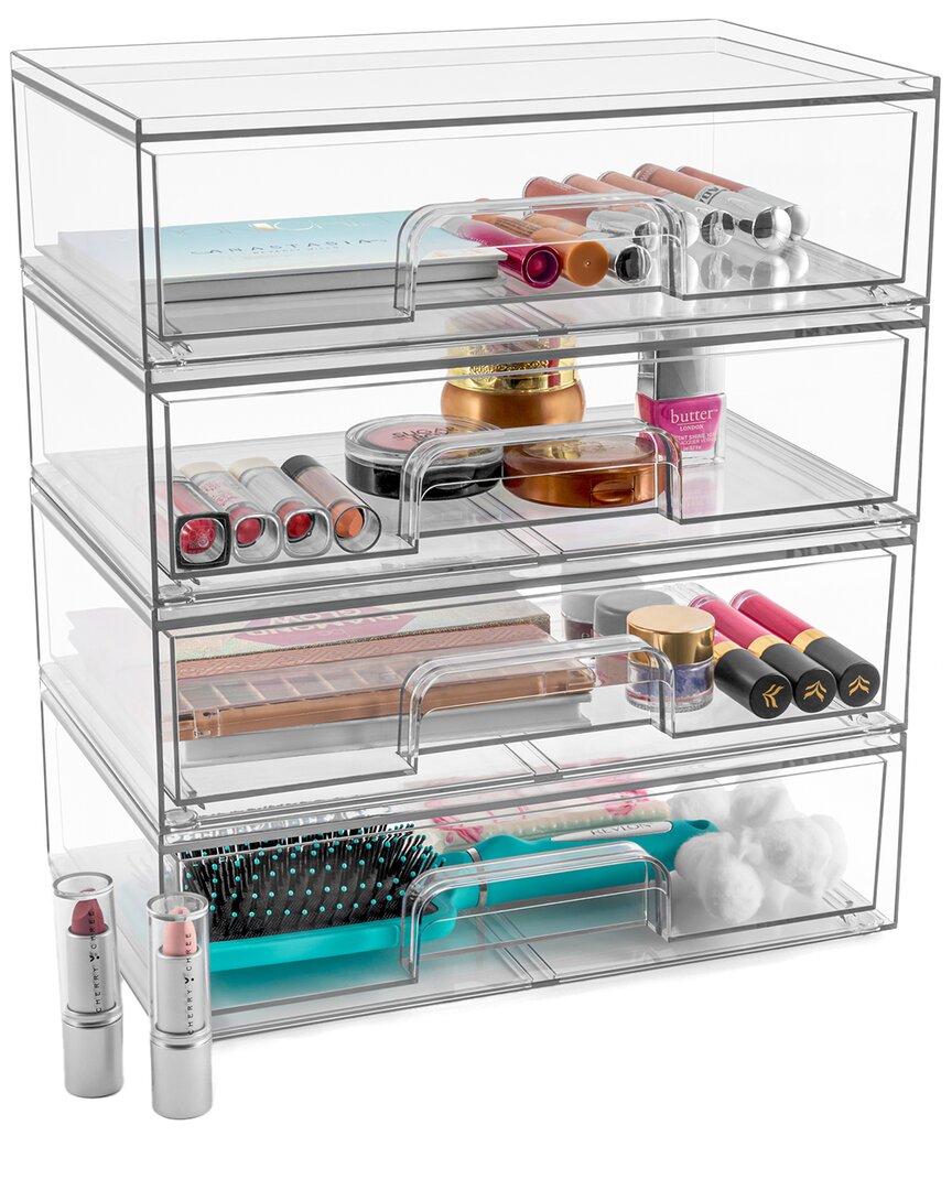 Set of 4 Acrylic Makeup Pull-Out Storage Containers