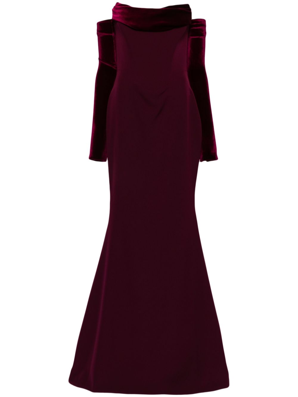 Raven crepe gown - BURGUNDY