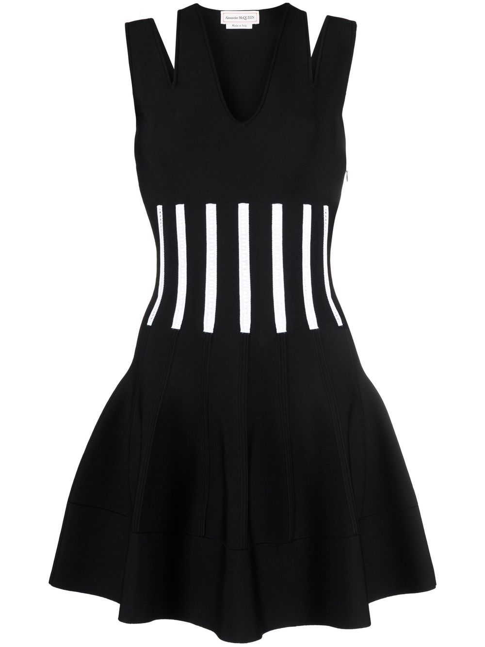Knit-panel mini dress - Neutrals