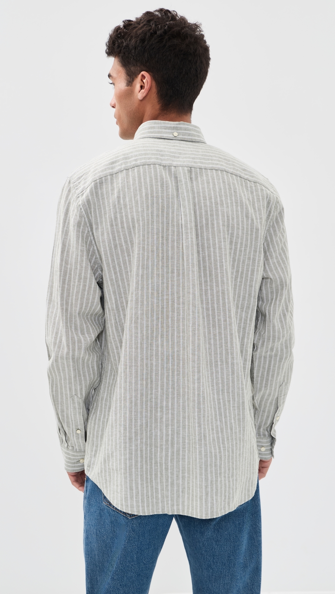 Nelson Stripe Long Sleeve Tailored Shirt Bleached Olive