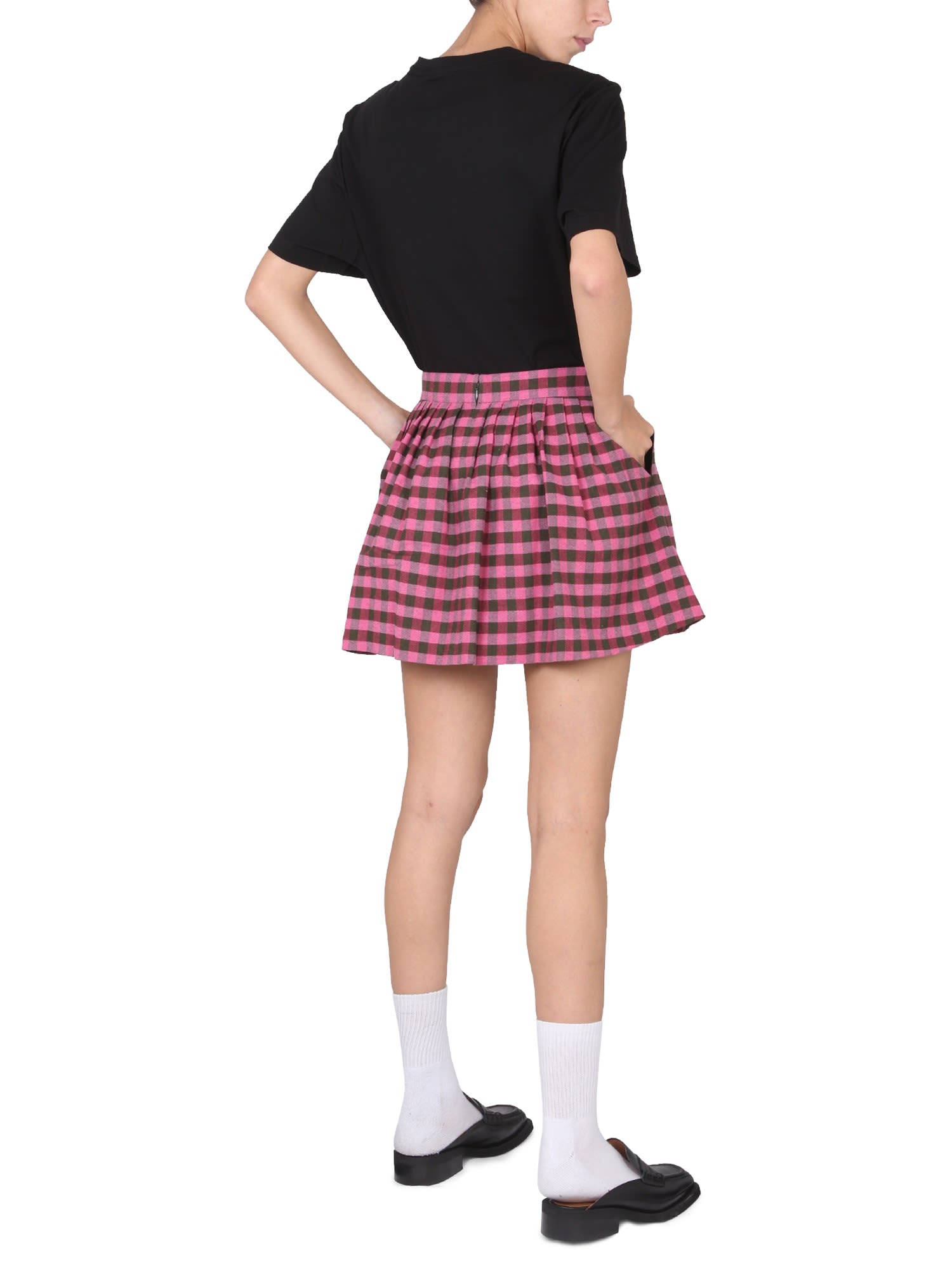 High-waisted check-pattern skirt