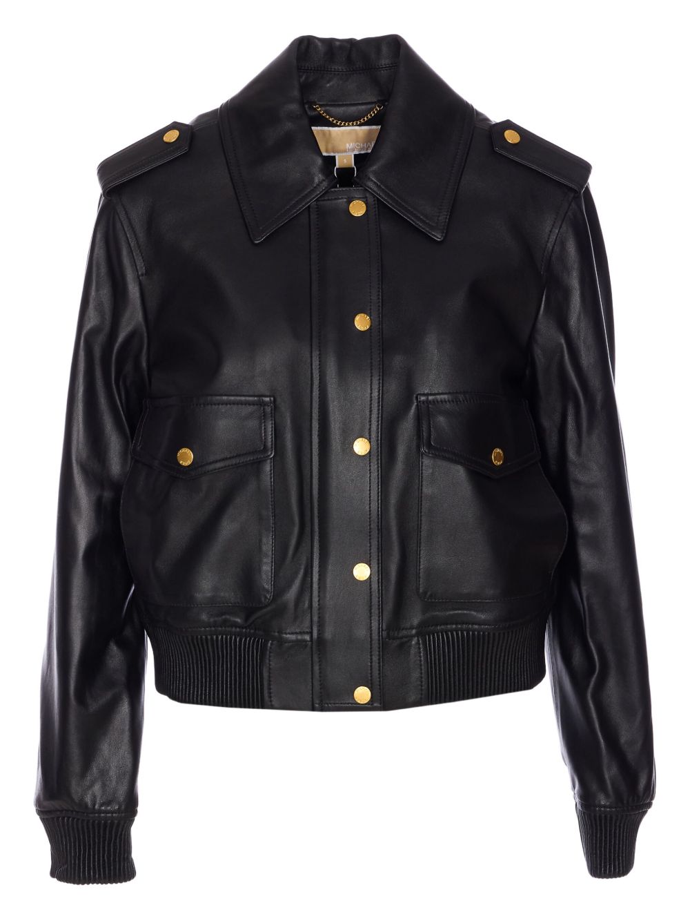 Flap-pocket leather jacket - Black
