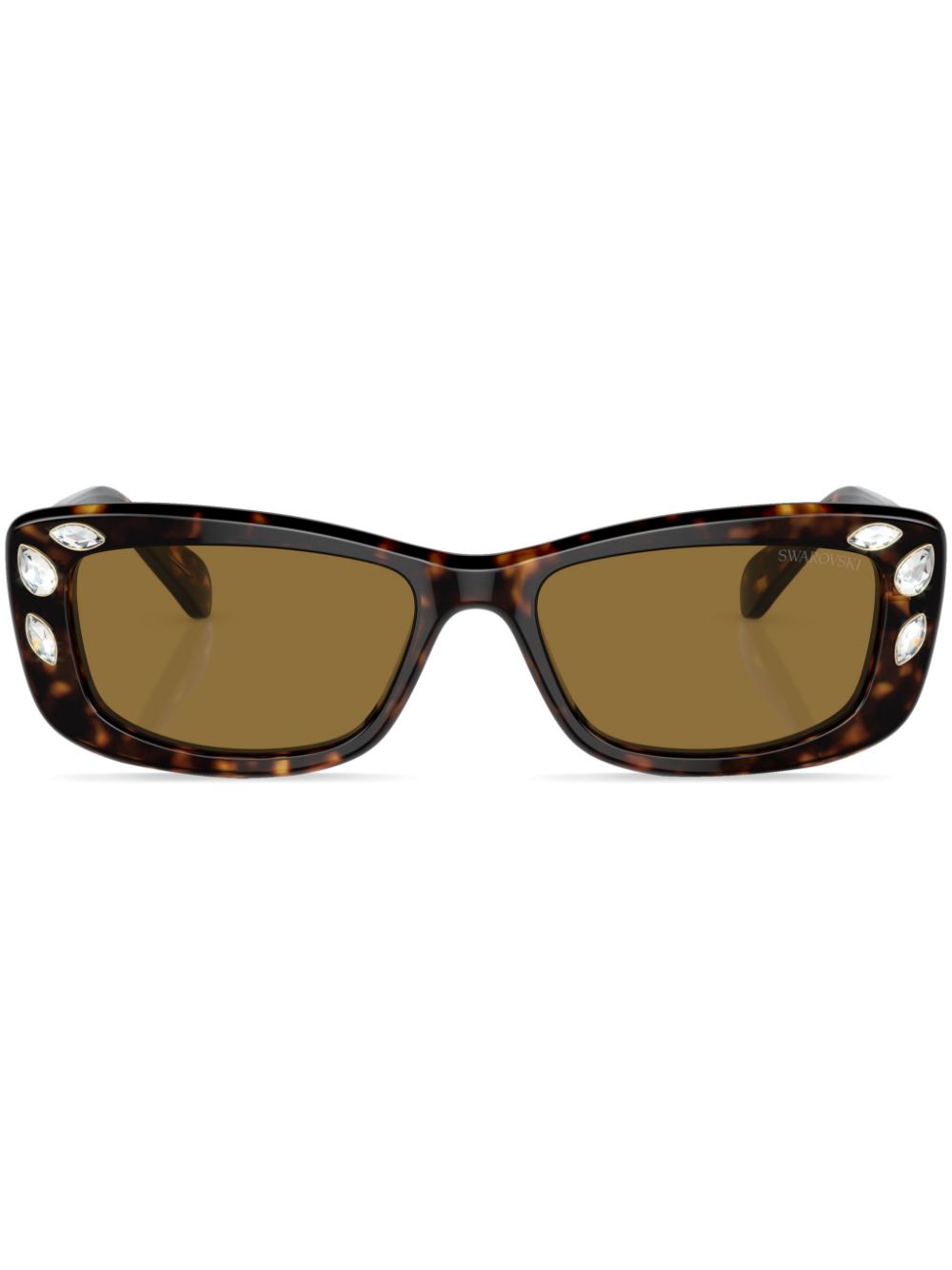 Crystal-embellished rectangle-frame sunglasses - Brown